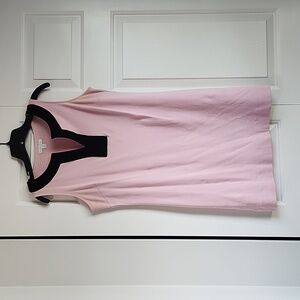 Pink with black neck trim casual wear to work dress